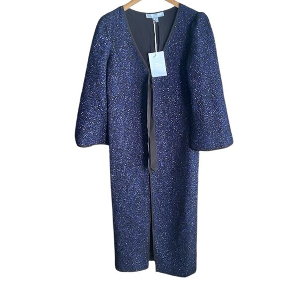 Hill House The Lou Lou Duster Jacket Midnight Tweed - Picture 2 of 13